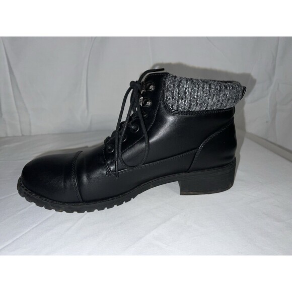 Women's Size 8.5 Riversoft Black Faux Leather Combat Boots - Picture 3 of 11